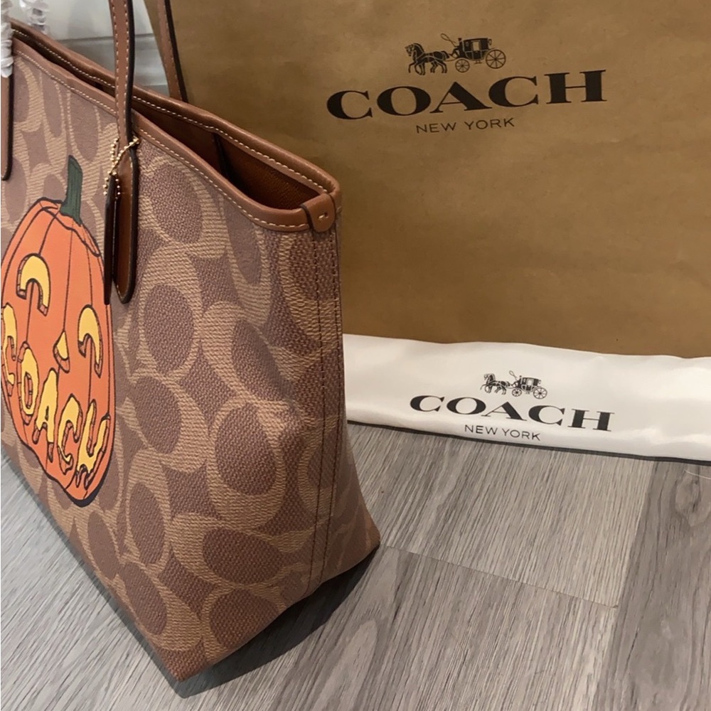 Coach Tan Pumpkin Graphic Tote - Picture 8 of 9